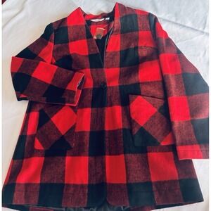 Denim & Company plaid blazer style jacket perfect for winter/holiday time M NWOT